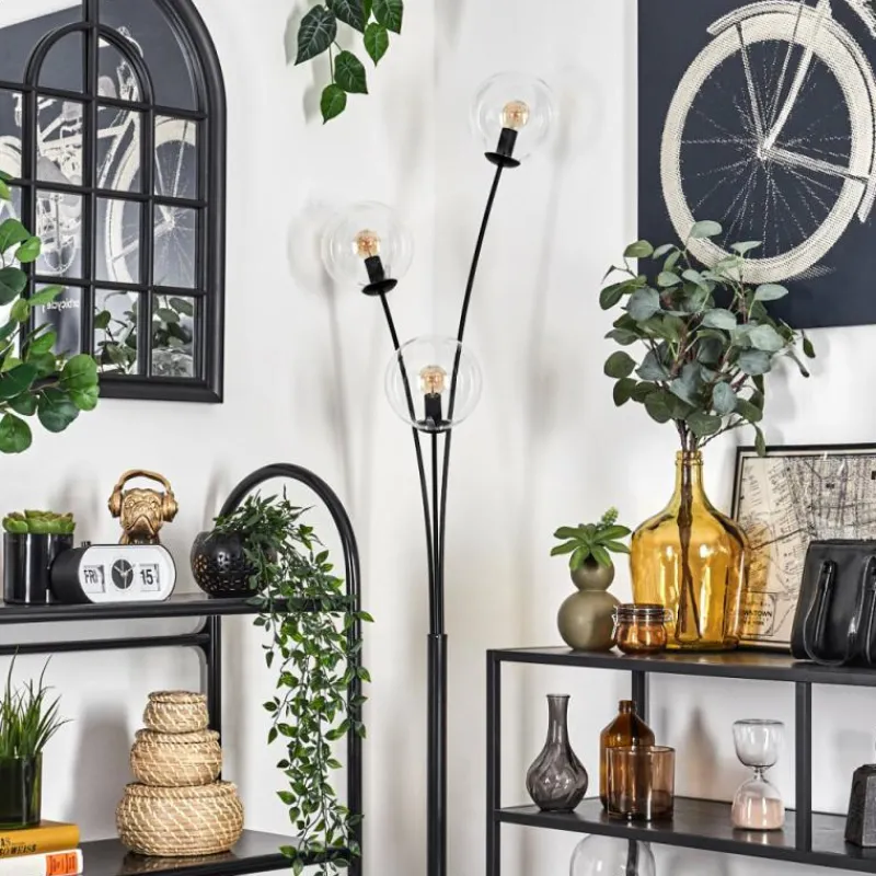 hofstein Lampadaire - Verre 15 cm Gastor Clair, 3 lumières