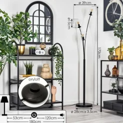 hofstein Lampadaire - Verre 15 cm Gastor Clair, 3 lumières