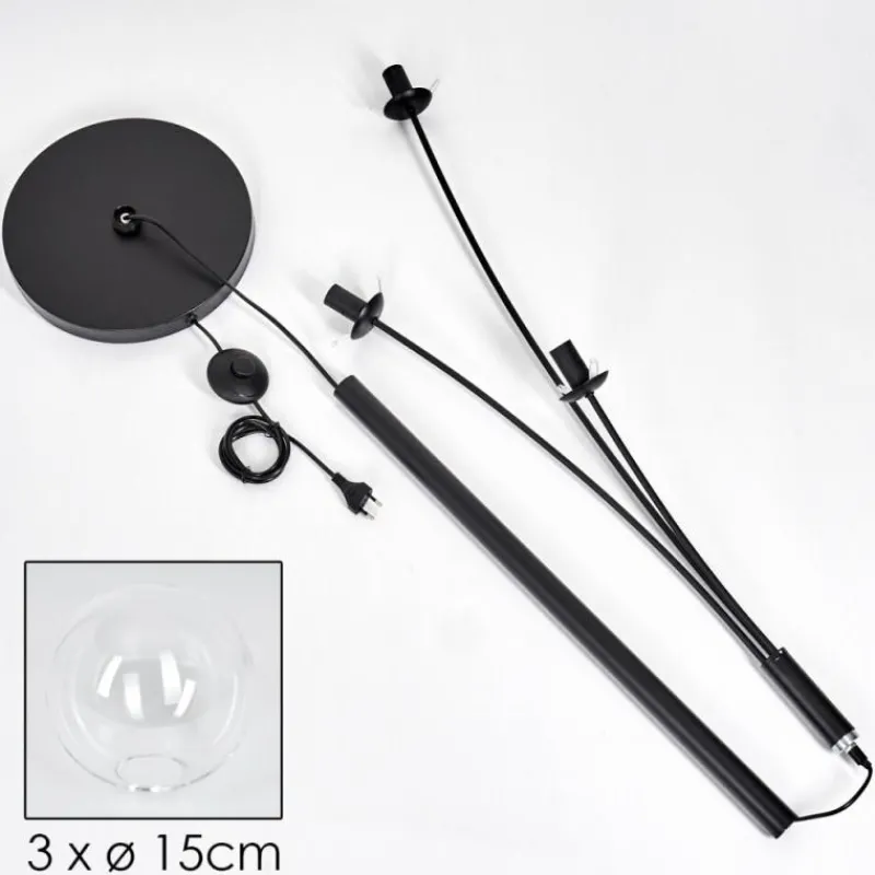 hofstein Lampadaire - Verre 15 cm Gastor Clair, 3 lumières