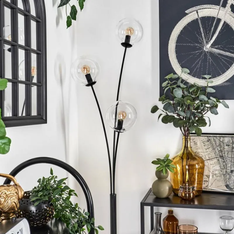hofstein Lampadaire - Verre 15 cm Gastor Clair, 3 lumières