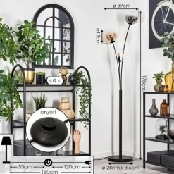 hofstein Lampadaire - Verre 15 cm Gastor Ambre, Clair, Fumé, 3 lumières