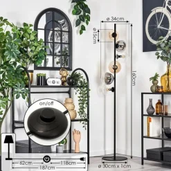 hofstein Lampadaire - Verre 15 cm Gastor Ambre, Clair, Fumé, 6 lumières