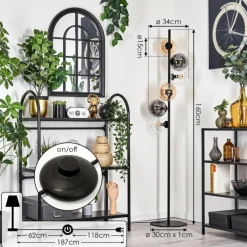 hofstein Lampadaire - Verre 15 cm Gastor Ambre, Clair, Fumé, 6 lumières