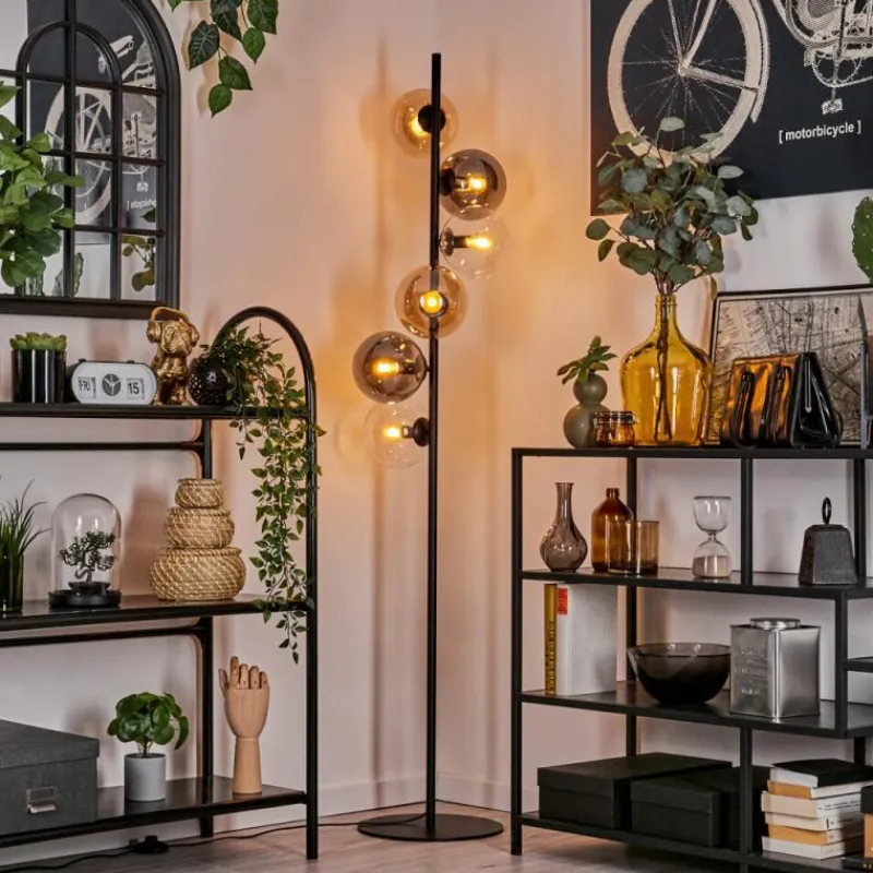 hofstein Lampadaire - Verre 15 cm Gastor Ambre, Clair, Fumé, 6 lumières