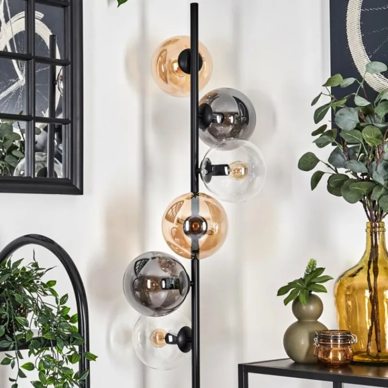 hofstein Lampadaire - Verre 15 cm Gastor Ambre, Clair, Fumé, 6 lumières