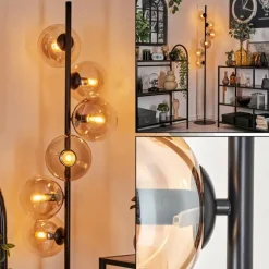 hofstein Lampadaire - Verre 15 cm Gastor Ambre, Clair, 6 lumières