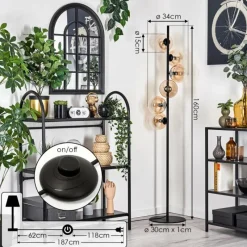 hofstein Lampadaire - Verre 15 cm Gastor Ambre, Clair, 6 lumières