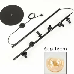 hofstein Lampadaire - Verre 15 cm Gastor Ambre, Clair, 6 lumières