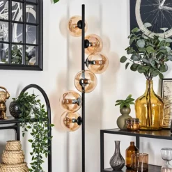 hofstein Lampadaire - Verre 15 cm Gastor Ambre, 6 lumières
