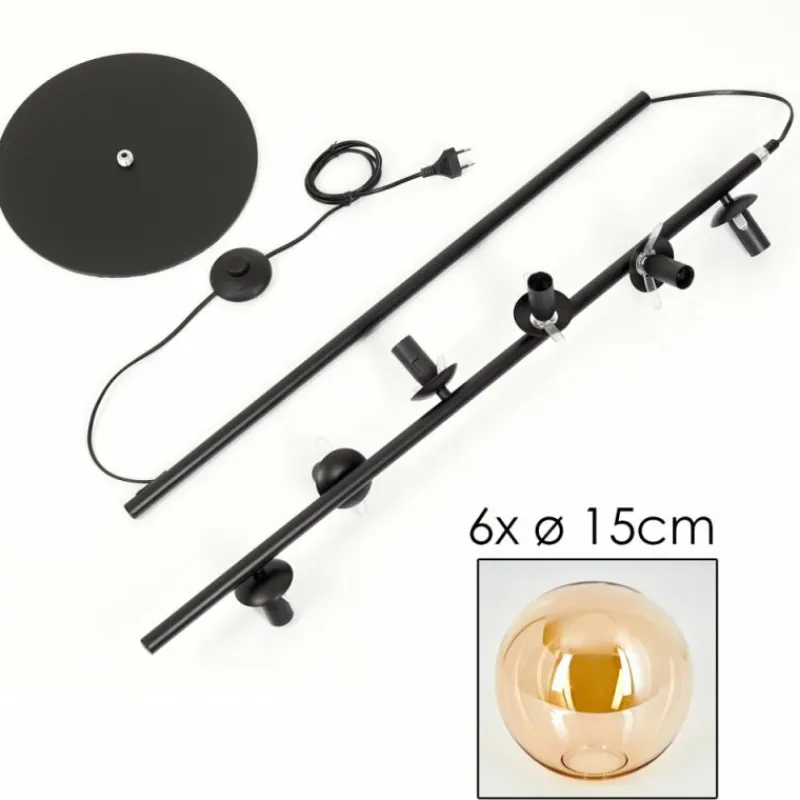 hofstein Lampadaire - Verre 15 cm Gastor Ambre, 6 lumières