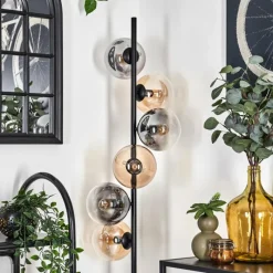 hofstein Lampadaire - Verre 15 cm Gastor Ambre, Clair, Fumé, 6 lumières