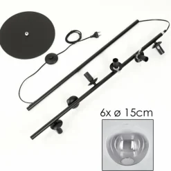 hofstein Lampadaire - Verre 15 cm Gastor Clair, Fumé, 6 lumières