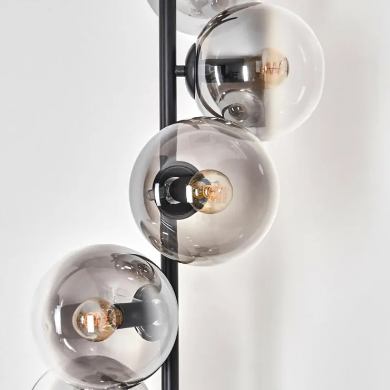 hofstein Lampadaire - Verre 15 cm Gastor Clair, Fumé, 6 lumières
