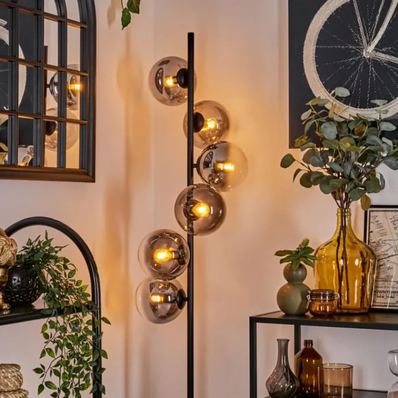 hofstein Lampadaire - Verre 15 cm Gastor Clair, Fumé, 6 lumières