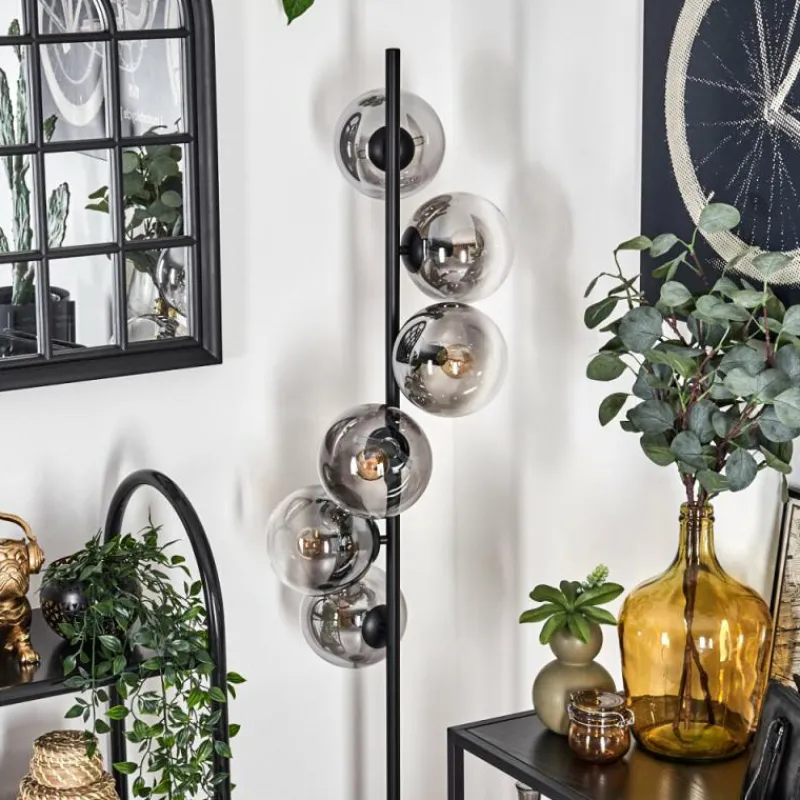 hofstein Lampadaire - Verre 15 cm Gastor Clair, Fumé, 6 lumières