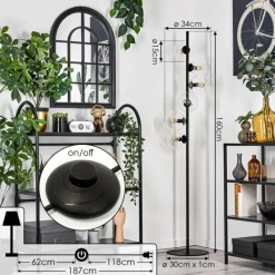 hofstein Lampadaire - Verre 15 cm Gastor Clair, 6 lumières