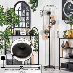 Suspension Verre Fumé-hofstein Lampadaire - Verre 15 cm Gastor Ambre, Fumé, 6 lumières