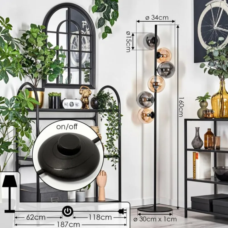 Suspension Verre Fumé-hofstein Lampadaire - Verre 15 cm Gastor Ambre, Fumé, 6 lumières