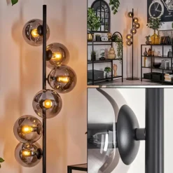 hofstein Lampadaire - Verre 15 cm Gastor Fumé, 6 lumières