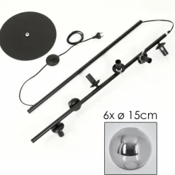 hofstein Lampadaire - Verre 15 cm Gastor Fumé, 6 lumières