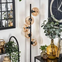 hofstein Lampadaire - Verre 15 cm Gastor Ambre, Clair, 5 lumières