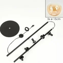 hofstein Lampadaire - Verre 15 cm Gastor Ambre, Clair, 5 lumières