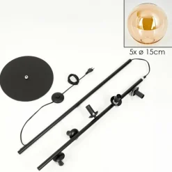 hofstein Lampadaire - Verre 15 cm Gastor Ambre, 5 lumières