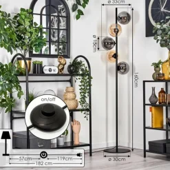 hofstein Lampadaire - Verre 15 cm Gastor Ambre, Fumé, 5 lumières