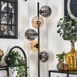 hofstein Lampadaire - Verre 15 cm Gastor Ambre, Fumé, 5 lumières