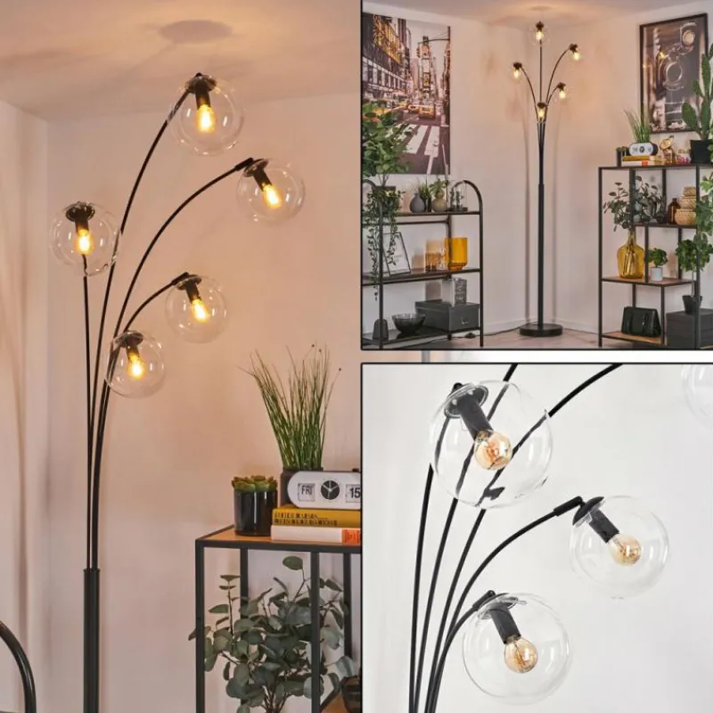 hofstein Lampadaire - Verre 15 cm Gastor Clair, 5 lumières