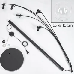 hofstein Lampadaire - Verre 15 cm Gastor Clair, 5 lumières