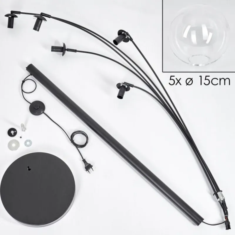 hofstein Lampadaire - Verre 15 cm Gastor Clair, 5 lumières