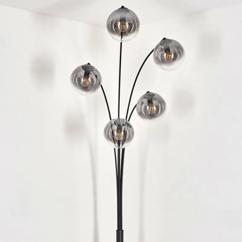 hofstein Lampadaire - Verre 15 cm Gastor Clair, Fumé, 5 lumières
