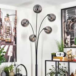 hofstein Lampadaire - Verre 15 cm Gastor Fumé, 5 lumières