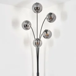 hofstein Lampadaire - Verre 15 cm Gastor Fumé, 5 lumières