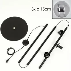 hofstein Lampadaire - Verre 15 cm Gastor Fumé, 3 lumières