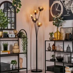 hofstein Lampadaire - Verre 15 cm Gastor Ambre, Clair, Fumé, 5 lumières