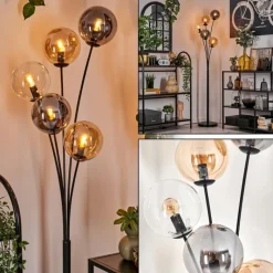 Suspension Verre Fumé-hofstein Lampadaire - Verre 15 cm Gastor Ambre, Clair, Fumé, 5 lumières