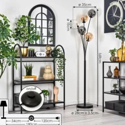 Suspension Verre Fumé-hofstein Lampadaire - Verre 15 cm Gastor Ambre, Clair, Fumé, 5 lumières