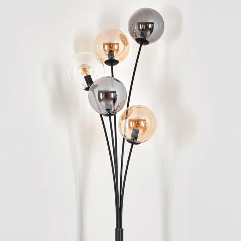 Suspension Verre Fumé-hofstein Lampadaire - Verre 15 cm Gastor Ambre, Clair, Fumé, 5 lumières