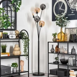 Suspension Verre Fumé-hofstein Lampadaire - Verre 15 cm Gastor Ambre, Clair, Fumé, 5 lumières