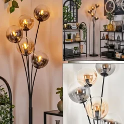 hofstein Lampadaire - Verre 15 cm Gastor Ambre, Clair, Fumé, 5 lumières