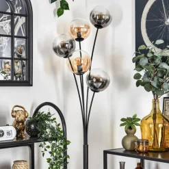 hofstein Lampadaire - Verre 15 cm Gastor Ambre, Clair, Fumé, 5 lumières