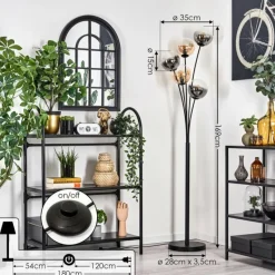 hofstein Lampadaire - Verre 15 cm Gastor Ambre, Clair, Fumé, 5 lumières