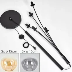 hofstein Lampadaire - Verre 15 cm Gastor Ambre, Clair, Fumé, 5 lumières