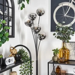 hofstein Lampadaire - Verre 15 cm Gastor Clair, Fumé, 5 lumières