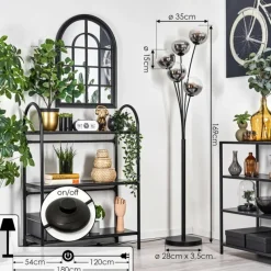 hofstein Lampadaire - Verre 15 cm Gastor Clair, Fumé, 5 lumières