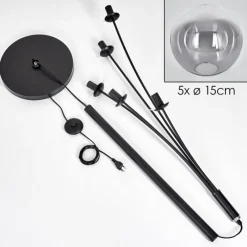 hofstein Lampadaire - Verre 15 cm Gastor Clair, Fumé, 5 lumières