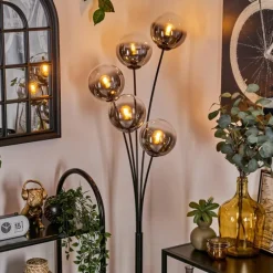 hofstein Lampadaire - Verre 15 cm Gastor Clair, Fumé, 5 lumières