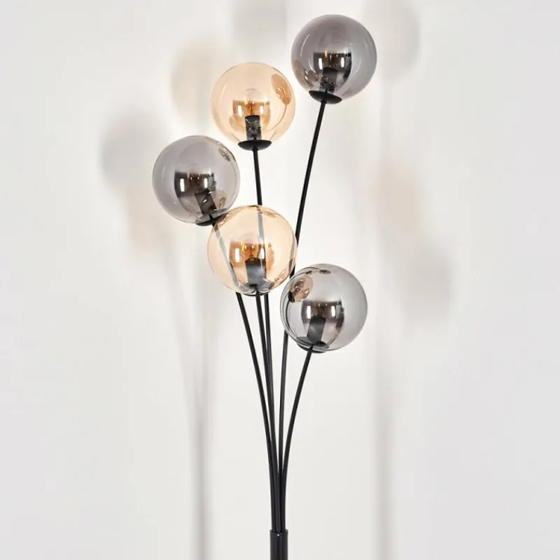 hofstein Lampadaire - Verre 15 cm Gastor Ambre, Fumé, 5 lumières